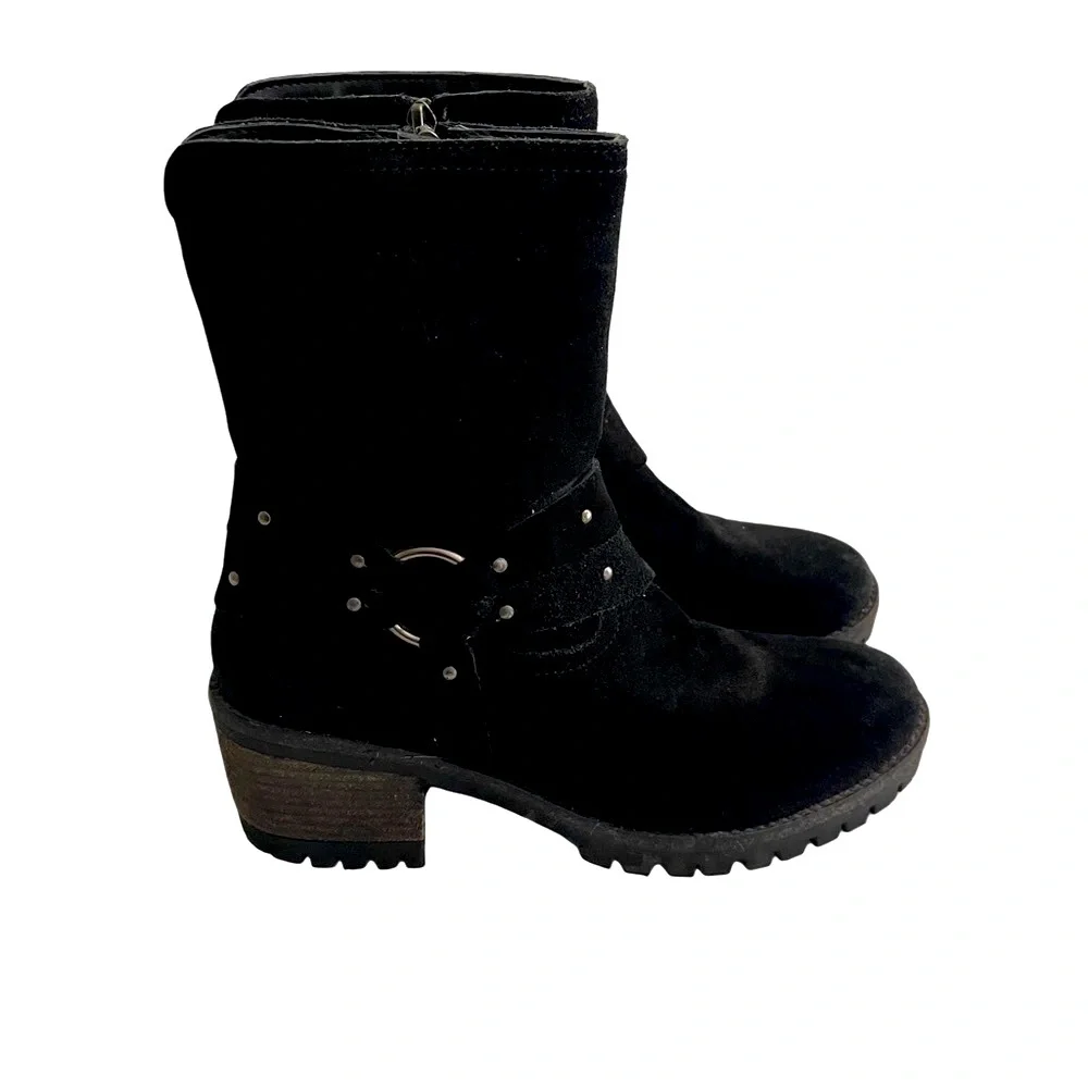 Vintage Foundry Co. Sienna Studded Harness Black Suede Ankle Boot Size 9